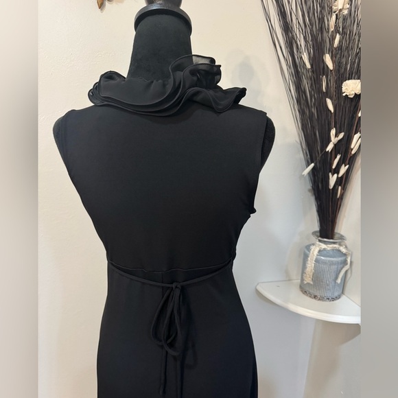 BCX black dress with this elegant Ruffle Neckline, tie back Size Small - Picture 5 of 11